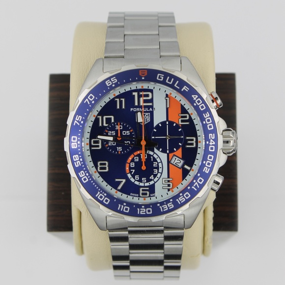 New Tag Heuer Formula 1 Mens Watch CAZ101AT.BA0842 Gulf Oil X Blue Orange F1 SS - Picture 5 of 16
